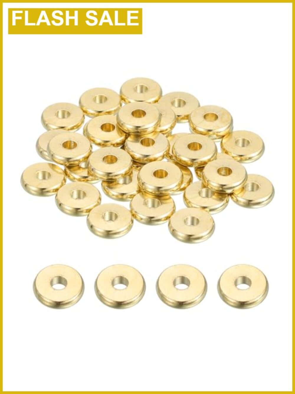 40 Gold Rondelle Spacer Beads 10mm Brass Flat Disc Charms for Jewelry Making